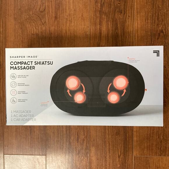 Sharper Image Compact Shiatsu Massager Rotating Nodes & Heat Therapy Kneading - Picture 2 of 7